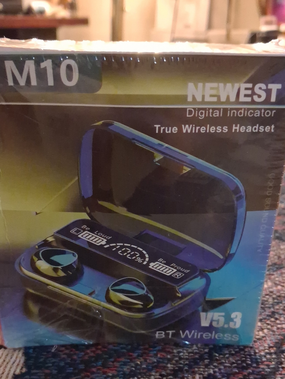 V5.3 True Wireless Earbuds with Digital LED Case - Blue